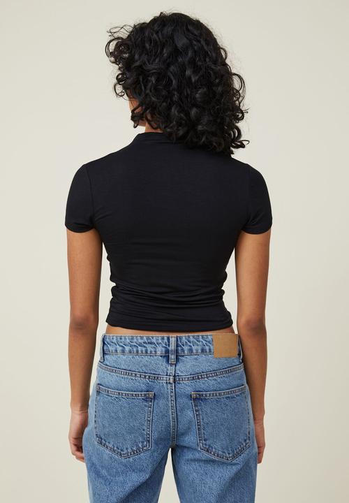 Cotton On - Nadia mock neck short sleeve top - black