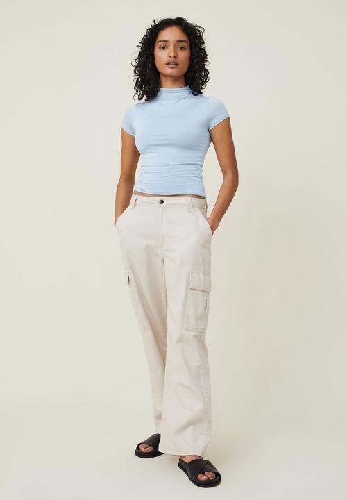 Cotton On - Nadia mock neck short sleeve top - seaside blue