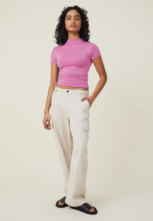 Cotton On - Nadia mock neck short sleeve top - vibrant mauve