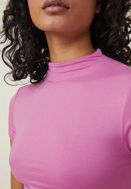Cotton On - Nadia mock neck short sleeve top - vibrant mauve