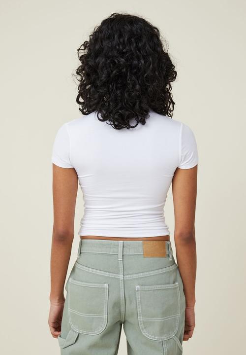 Cotton On - Nadia mock neck short sleeve top - white