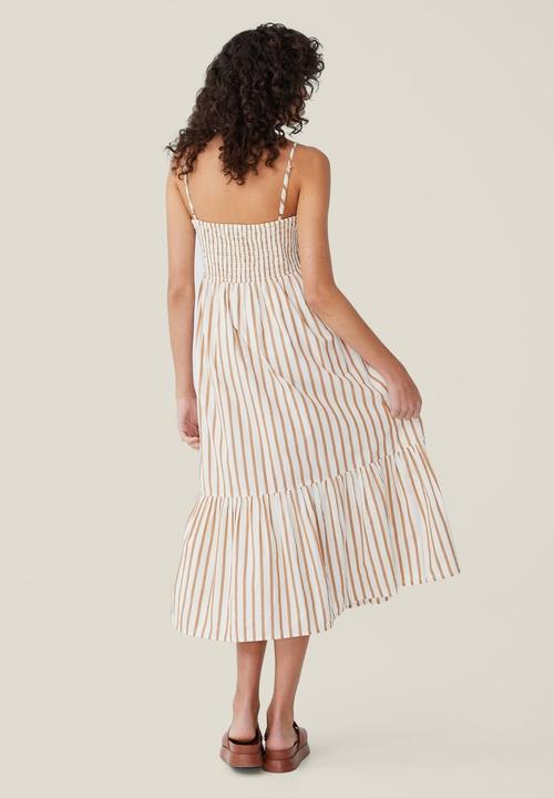 Cotton On - Piper strappy midi dress - bronzed camel stripe