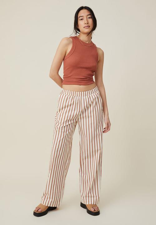 Cotton On - Sorrento wide leg pant - bronzed camel stripe