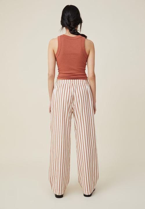 Cotton On - Sorrento wide leg pant - bronzed camel stripe