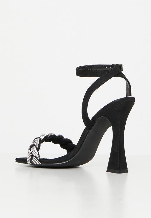 Footwork - Mintak ankle tie diamante heel - black