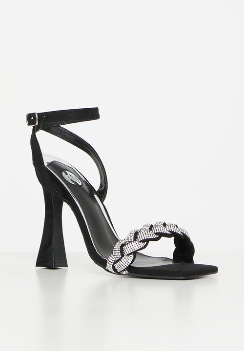 Footwork - Mintak ankle tie diamante heel - black