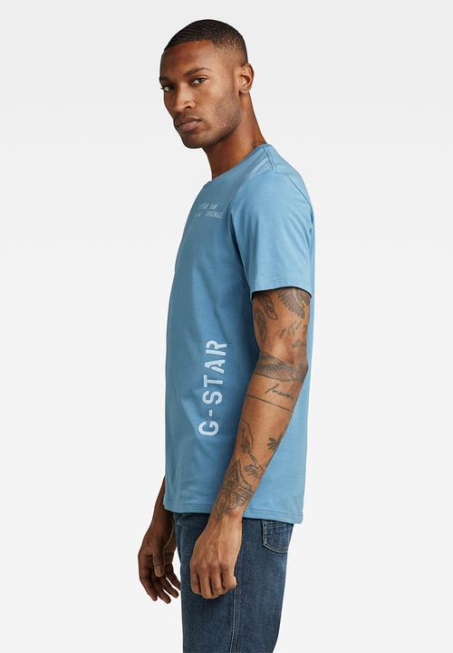 G-STAR - Multi stencil graphic slim raw T-shirt - azul