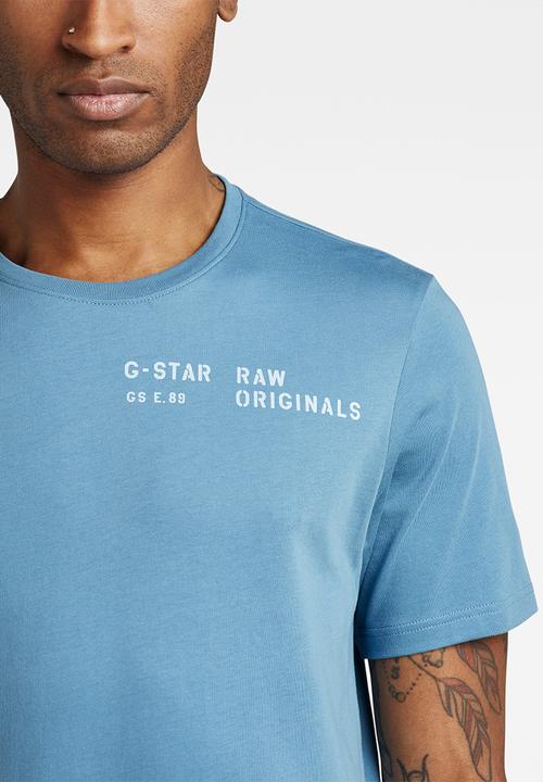 G-STAR - Multi stencil graphic slim raw T-shirt - azul