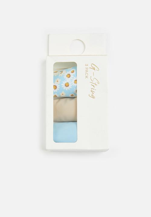 Cotton On - The invisible g string brief 3 pack - clear sky/ frappe/daisy fields