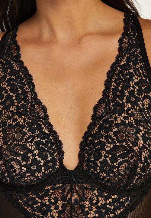 Hunkemoller - Rose body underwired - black