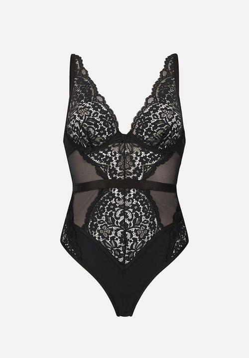 Hunkemoller - Rose body underwired - black