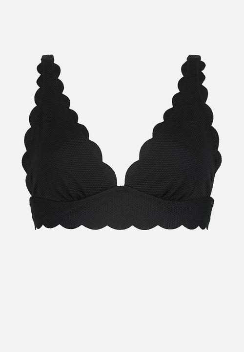 Hunkemoller - Scallop ha triangle bikini top - black