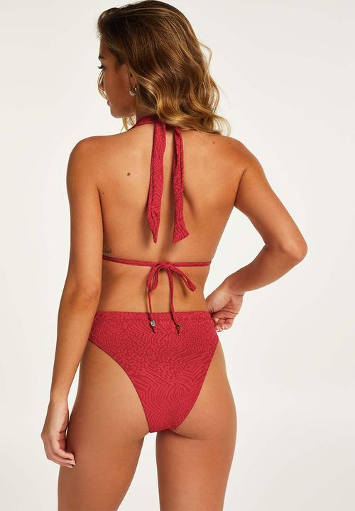 Hunkemoller - Kai tie high leg bikini bottom - red