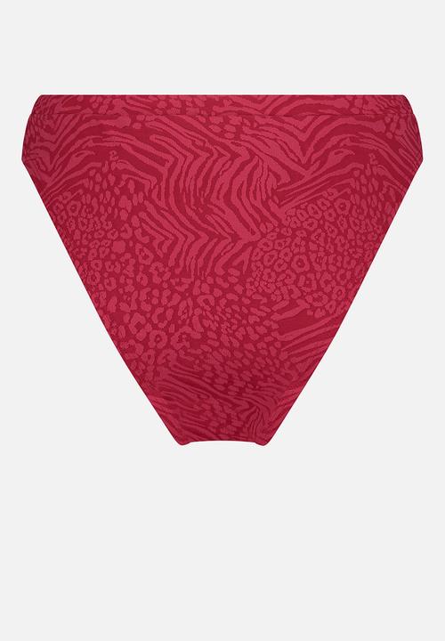 Hunkemoller - Kai tie high leg bikini bottom - red