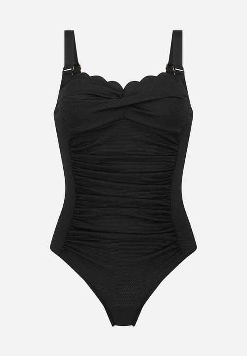Hunkemoller - Scallop swimsuit - black