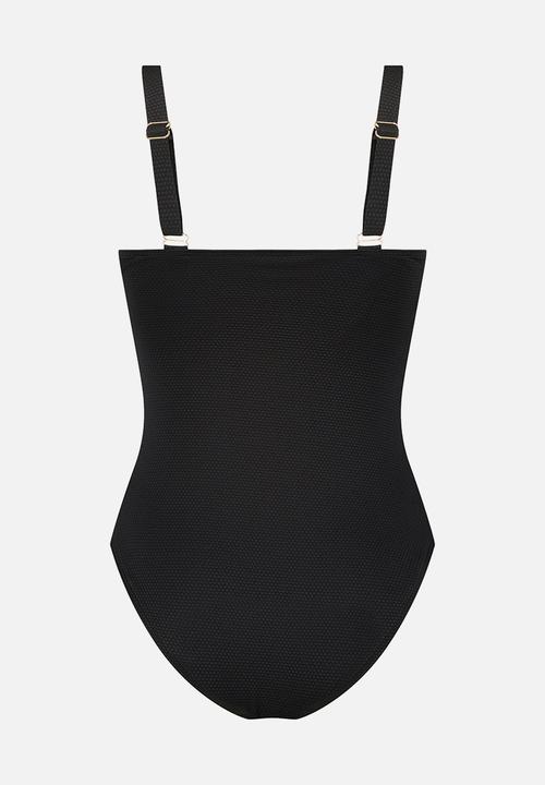 Hunkemoller - Scallop swimsuit - black