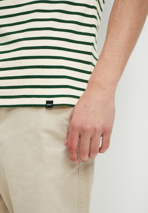 Superbalist - Wide stripe crew neck regular tee - pine green & white