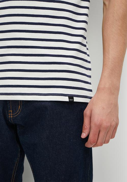 Superbalist - Wide stripe crew neck regular tee - navy & white
