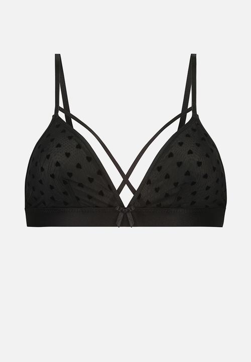 Hunkemoller - Corby heart flock bralette - black