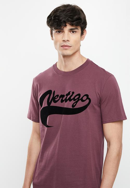 Vertigo - Vertigo flock crew tee - egg plant