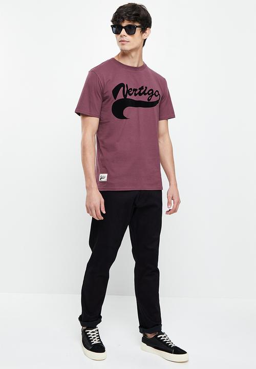 Vertigo - Vertigo flock crew tee - egg plant