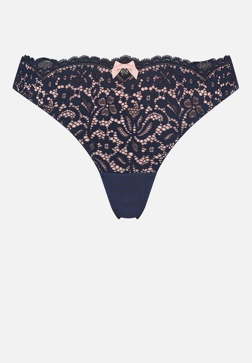 Hunkemoller - Rose string thong - blue