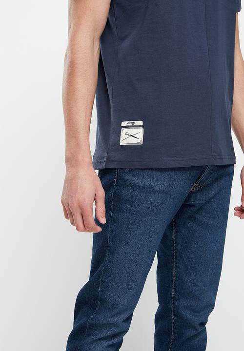 Vertigo - Vertigo print & embroidery split seam crew tee - mood indigo