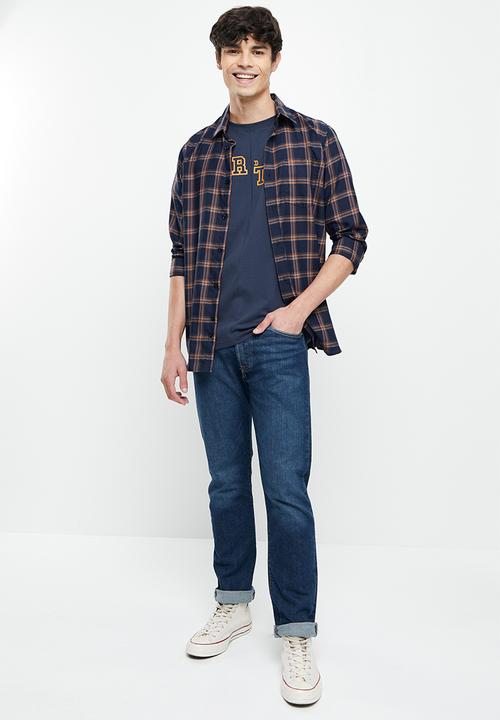 Vertigo - Vertigo print & embroidery split seam crew tee - mood indigo