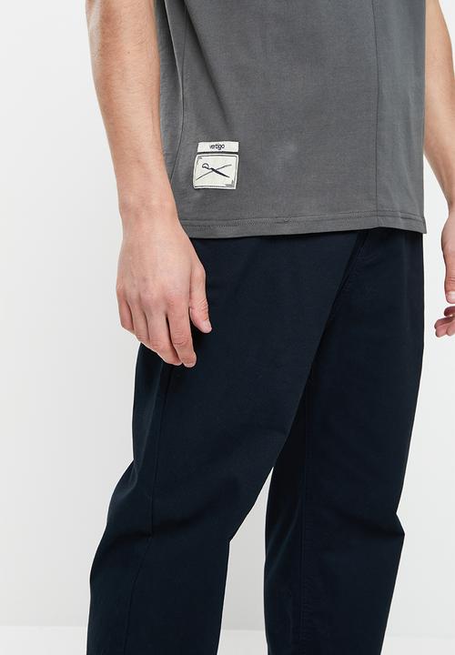 Vertigo - Vertigo print & embroidery split seam crew tee - dark shadow