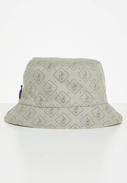 POLO - Colour block monogram reversible bucket - stone