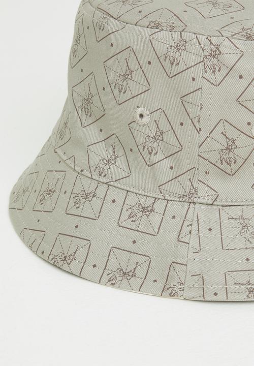 POLO - Colour block monogram reversible bucket - stone