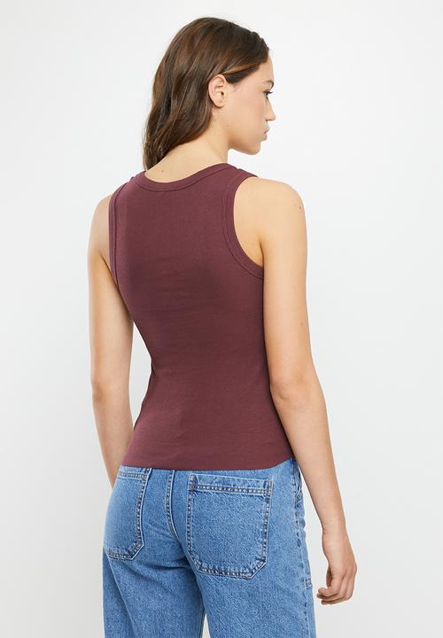 Cotton On - The one organic rib scoop tank - alumni mauve