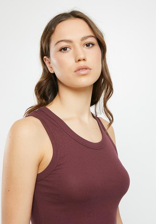 Cotton On - The one organic rib scoop tank - alumni mauve