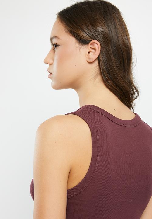 Cotton On - The one organic rib scoop tank - alumni mauve