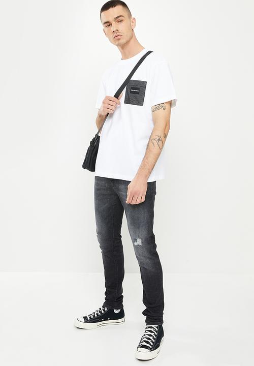 Calvin Klein - Mix media mesh pocket tee - bright white