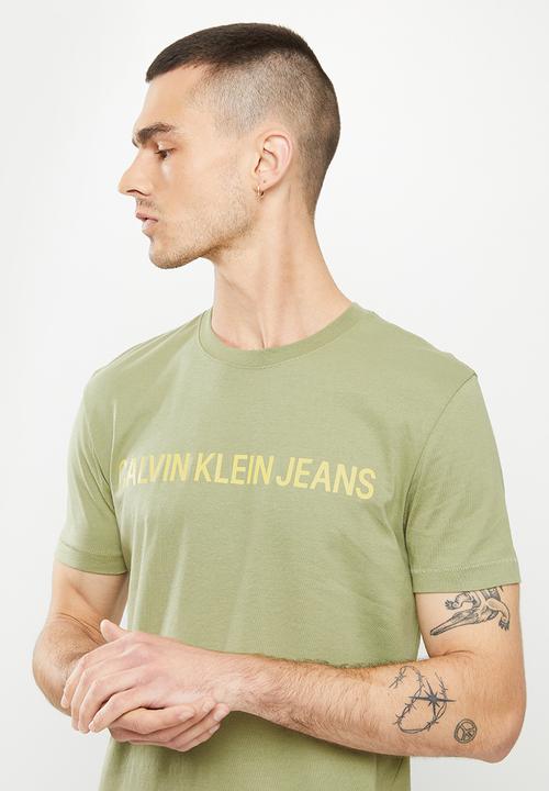 Calvin Klein - Institutional logo slim short sleeve tee - faded olive