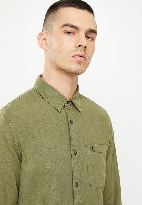 Calvin Klein - Linen blend shirt - burnt olive