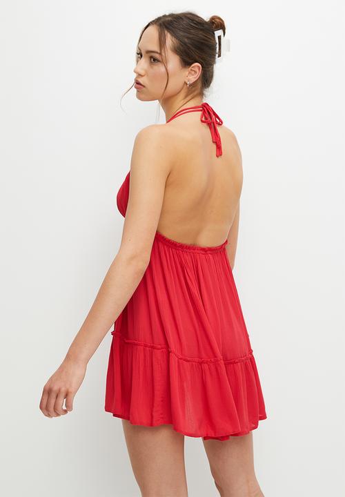 Blake - Tiered mini fit and flare - red