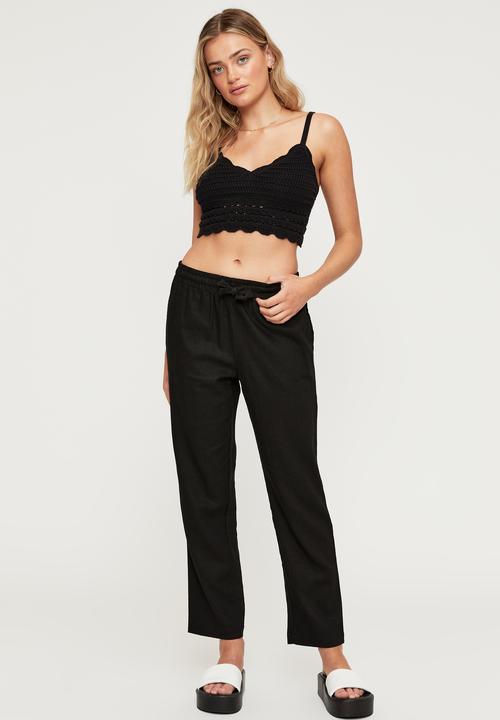 Supré  - Tanya pull on linen pant - black