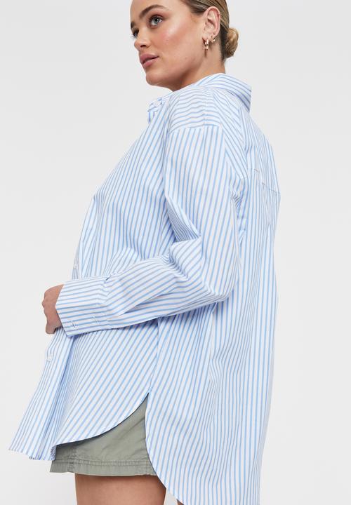 Supré  - Tessa casual oversized shirt - baja blue stripe