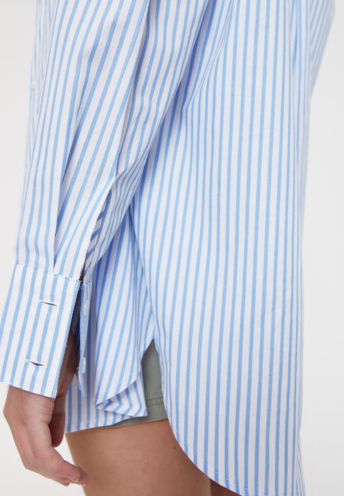 Supré  - Tessa casual oversized shirt - baja blue stripe