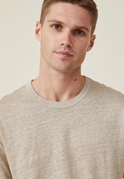 Cotton On - Loose fit linen T-shirt - gravel stone
