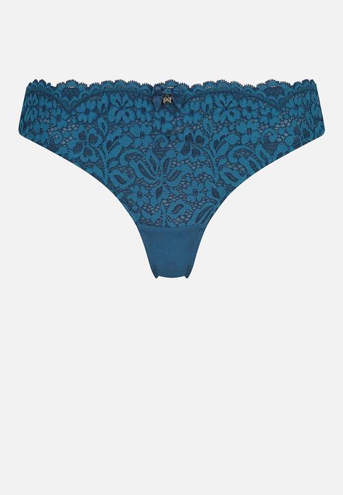Hunkemoller - Rose string thong - blue