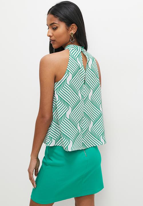 Superbalist - Halterneck shell - green optical geo