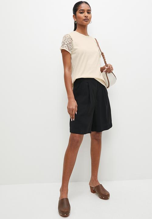 Superbalist - Lace  sleeve tee - ecru