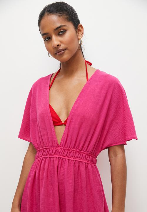 Superbalist - Linen midi kaftan - dark fuchsia