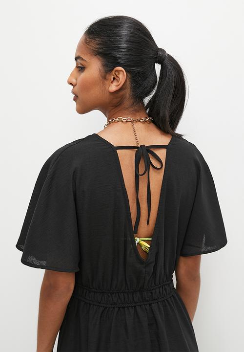 Superbalist - Linen midi kaftan - black