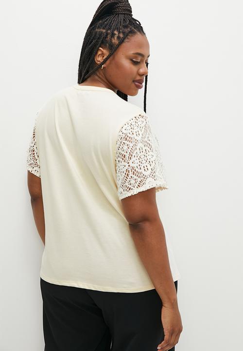 Superbalist - Crochet sleeve tee - ecru