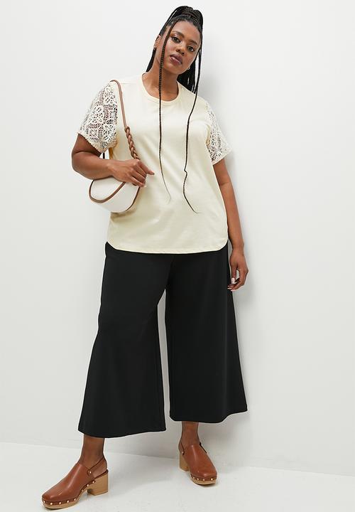 Superbalist - Crochet sleeve tee - ecru