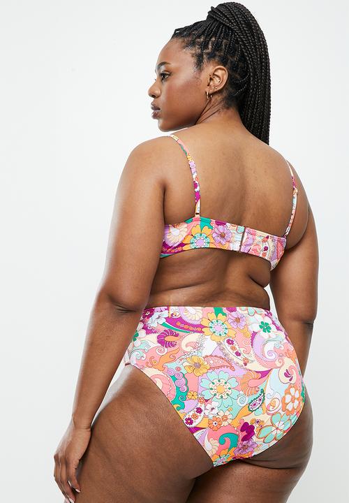 Cotton On - Curve swim tie front under wire bikini top - multi